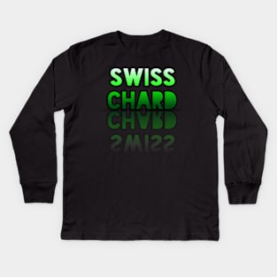 Swiss Chard - Healthy Lifestyle - Foodie Food Lover - Graphic Typography Kids Long Sleeve T-Shirt